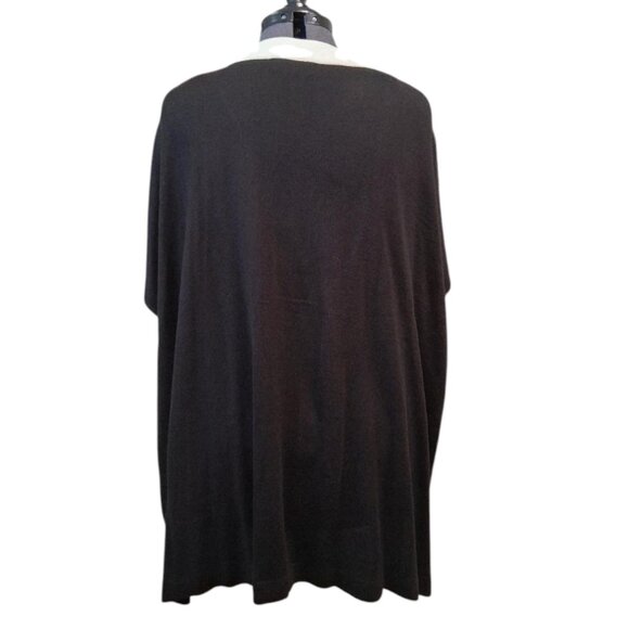 Karl Lagerfeld Paris Black W/Cream Trim Knit Open Cardigan Sweater Size OS - Picture 3 of 8